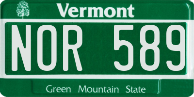 VT license plate NOR589