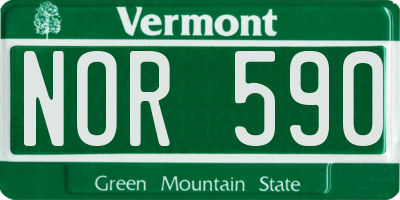 VT license plate NOR590