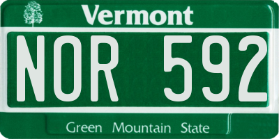 VT license plate NOR592