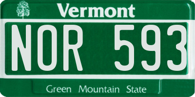 VT license plate NOR593