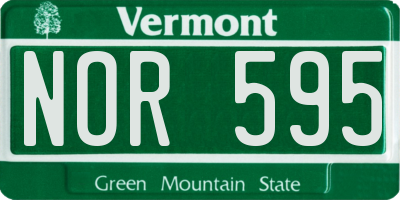 VT license plate NOR595