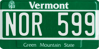 VT license plate NOR599