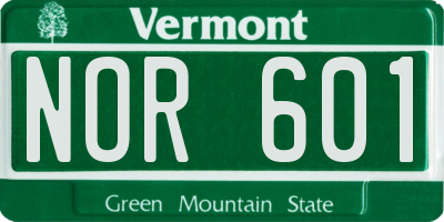 VT license plate NOR601