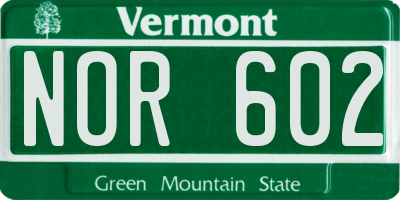 VT license plate NOR602