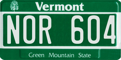 VT license plate NOR604