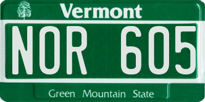 VT license plate NOR605