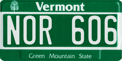 VT license plate NOR606