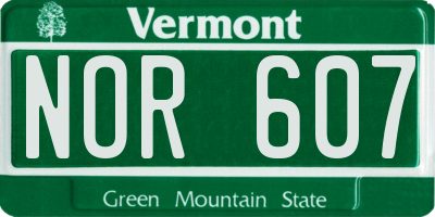 VT license plate NOR607