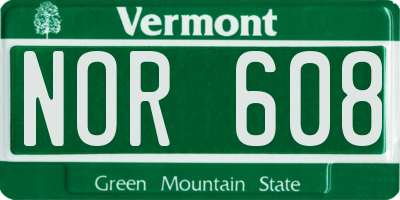 VT license plate NOR608