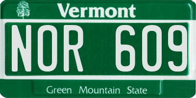 VT license plate NOR609