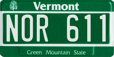 VT license plate NOR611
