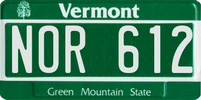 VT license plate NOR612