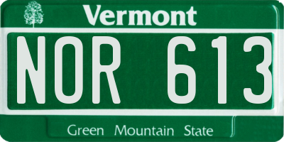 VT license plate NOR613