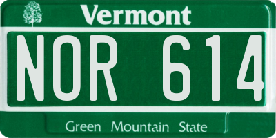 VT license plate NOR614