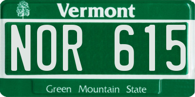 VT license plate NOR615