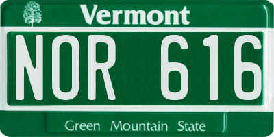 VT license plate NOR616