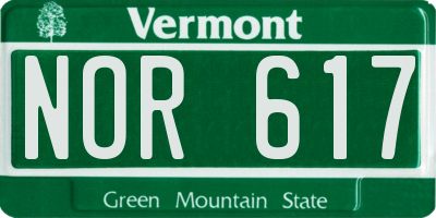 VT license plate NOR617