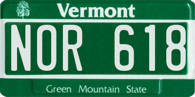 VT license plate NOR618