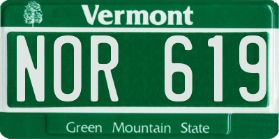VT license plate NOR619