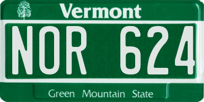 VT license plate NOR624