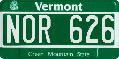 VT license plate NOR626