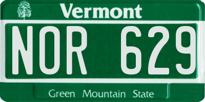 VT license plate NOR629