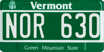 VT license plate NOR630
