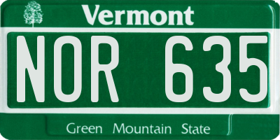 VT license plate NOR635