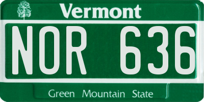 VT license plate NOR636