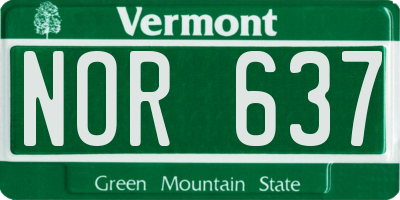 VT license plate NOR637