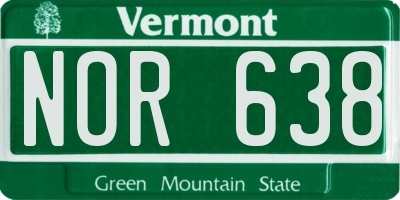 VT license plate NOR638