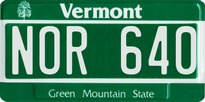 VT license plate NOR640