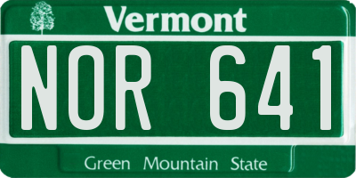 VT license plate NOR641