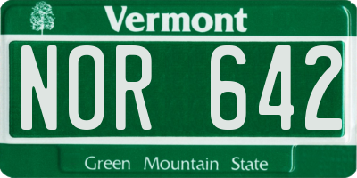 VT license plate NOR642