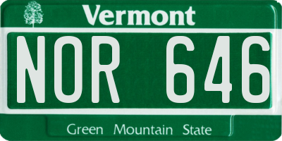 VT license plate NOR646
