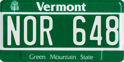 VT license plate NOR648