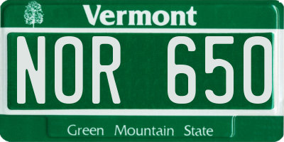 VT license plate NOR650