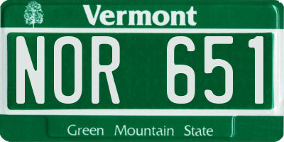 VT license plate NOR651