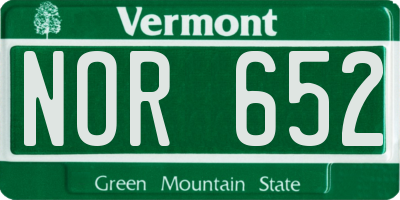 VT license plate NOR652