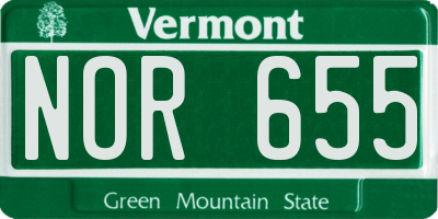 VT license plate NOR655