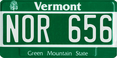 VT license plate NOR656