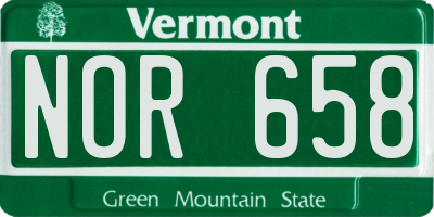VT license plate NOR658