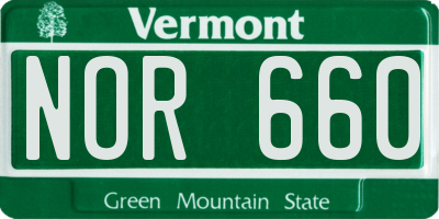 VT license plate NOR660