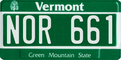 VT license plate NOR661