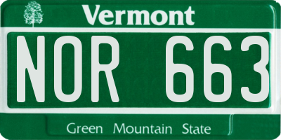 VT license plate NOR663
