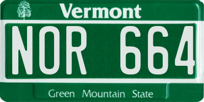 VT license plate NOR664
