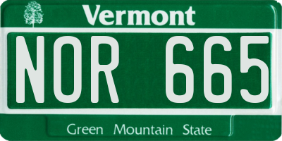 VT license plate NOR665