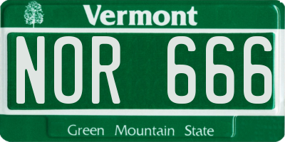 VT license plate NOR666