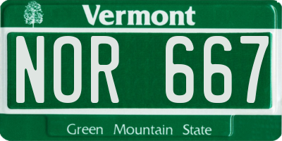 VT license plate NOR667