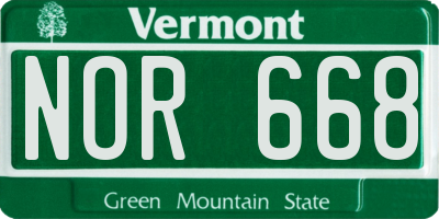 VT license plate NOR668